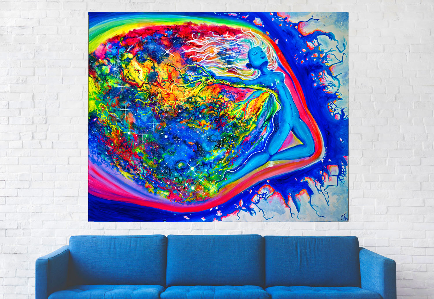 Breaking Free — Original 48"×60" Cosmic Psychedelic Painting | UV Reactive | Acrylic on Canvas