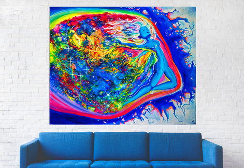 Breaking Free — Original 48"×60" Cosmic Psychedelic Painting | UV Reactive | Acrylic on Canvas