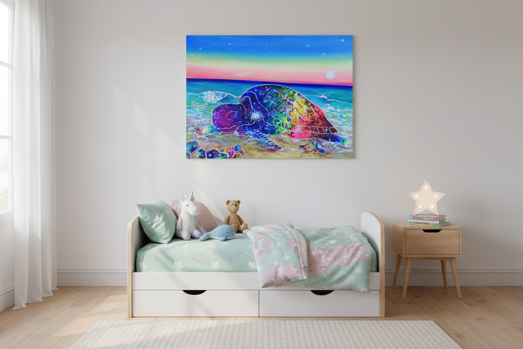 Iris at Rest – Original Cosmic Turtle Painting