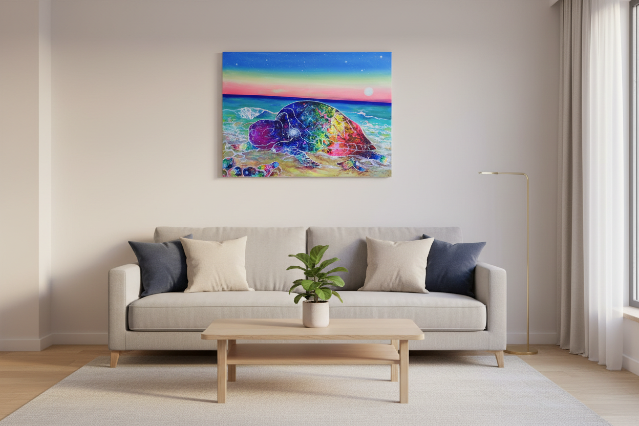 Iris at Rest – Original Cosmic Turtle Painting