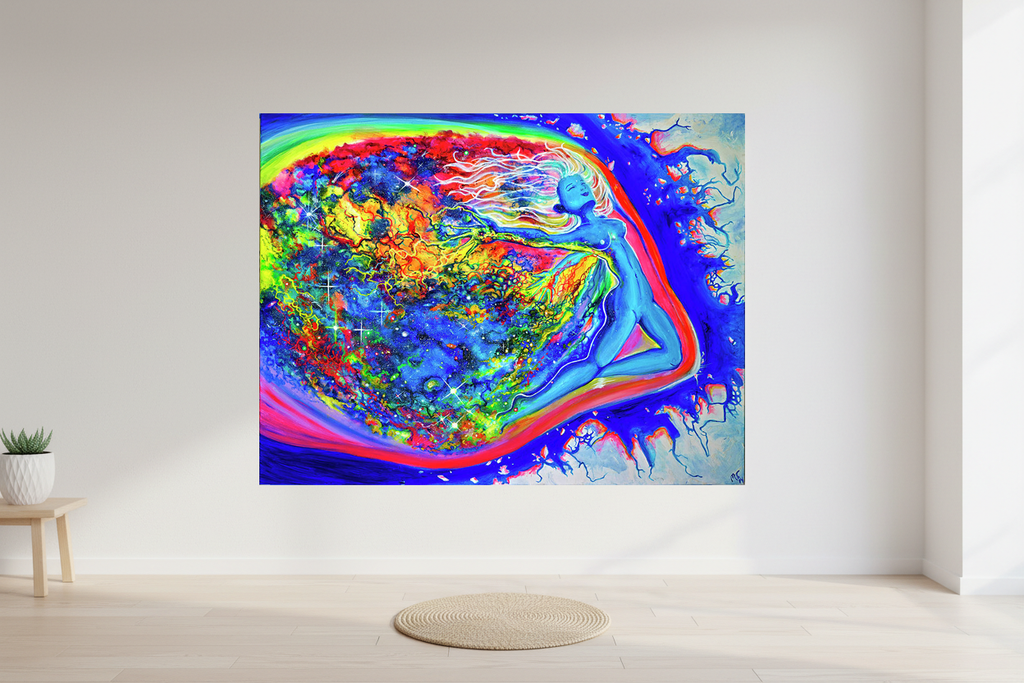 Breaking Free — Original 48"×60" Cosmic Psychedelic Painting | UV Reactive | Acrylic on Canvas