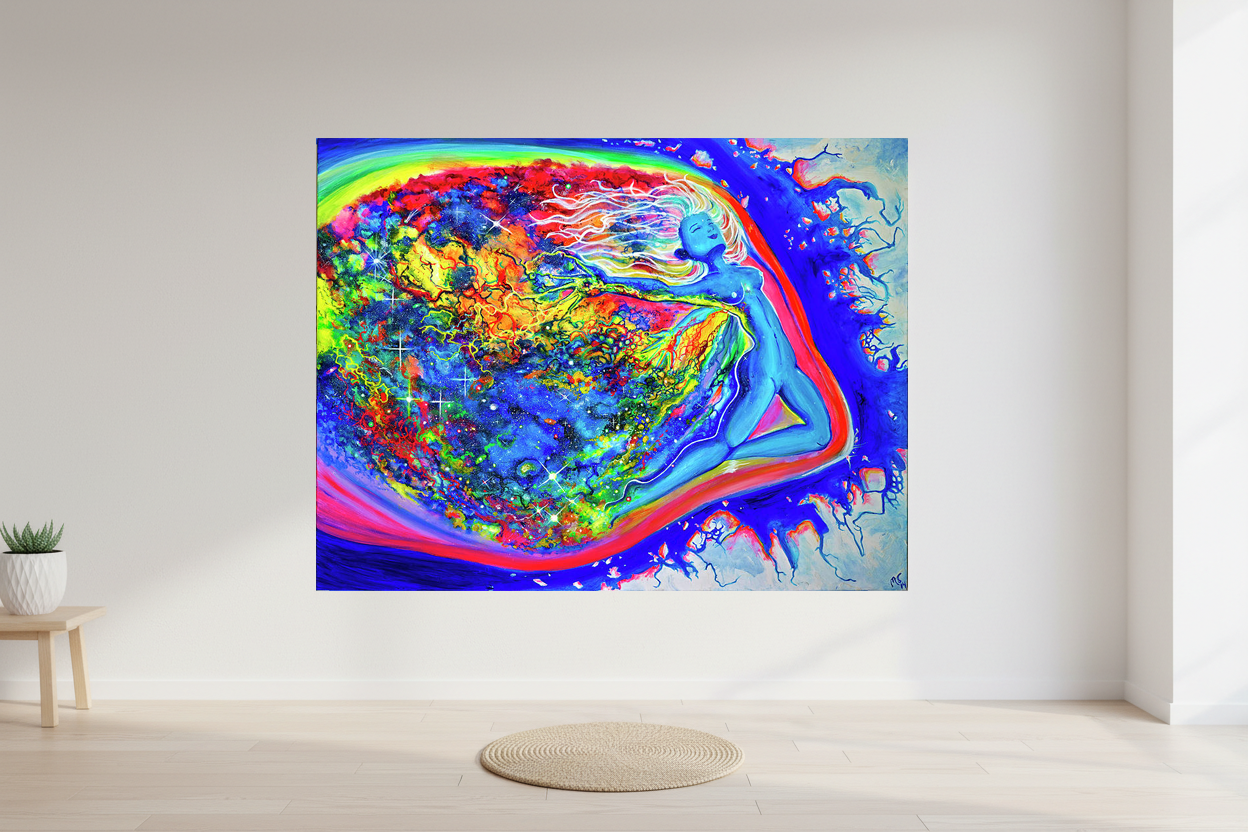 Breaking Free — Original 48"×60" Cosmic Psychedelic Painting | UV Reactive | Acrylic on Canvas
