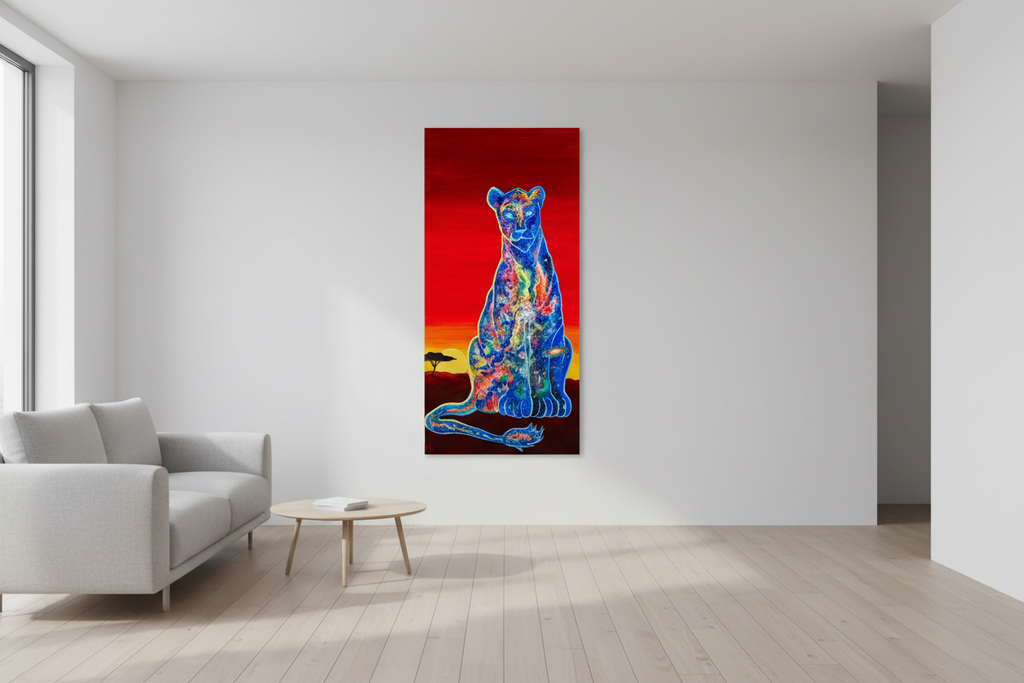 The Celestial Empress painting displayed in a simple modern living room
